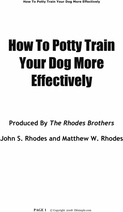 Product picture Dog Potty Training- Simple Tricks for House-training  
